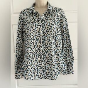 J. Crew Floral Print The Perfect Shirt Button Up Cottagecore Size 4 100% Cotton